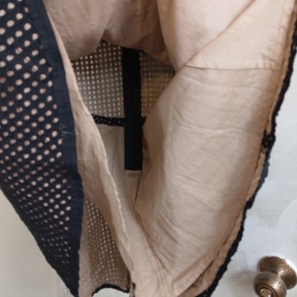 Size 2 BCBGMaxAzria Black and Nude Eyelet Dress Rhinestone Jeweled neckline - Picture 8 of 13